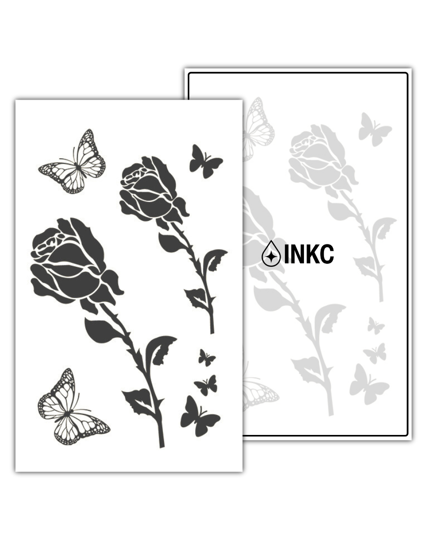 Rozen en Vlinders tijdelijke tattoo van INKC