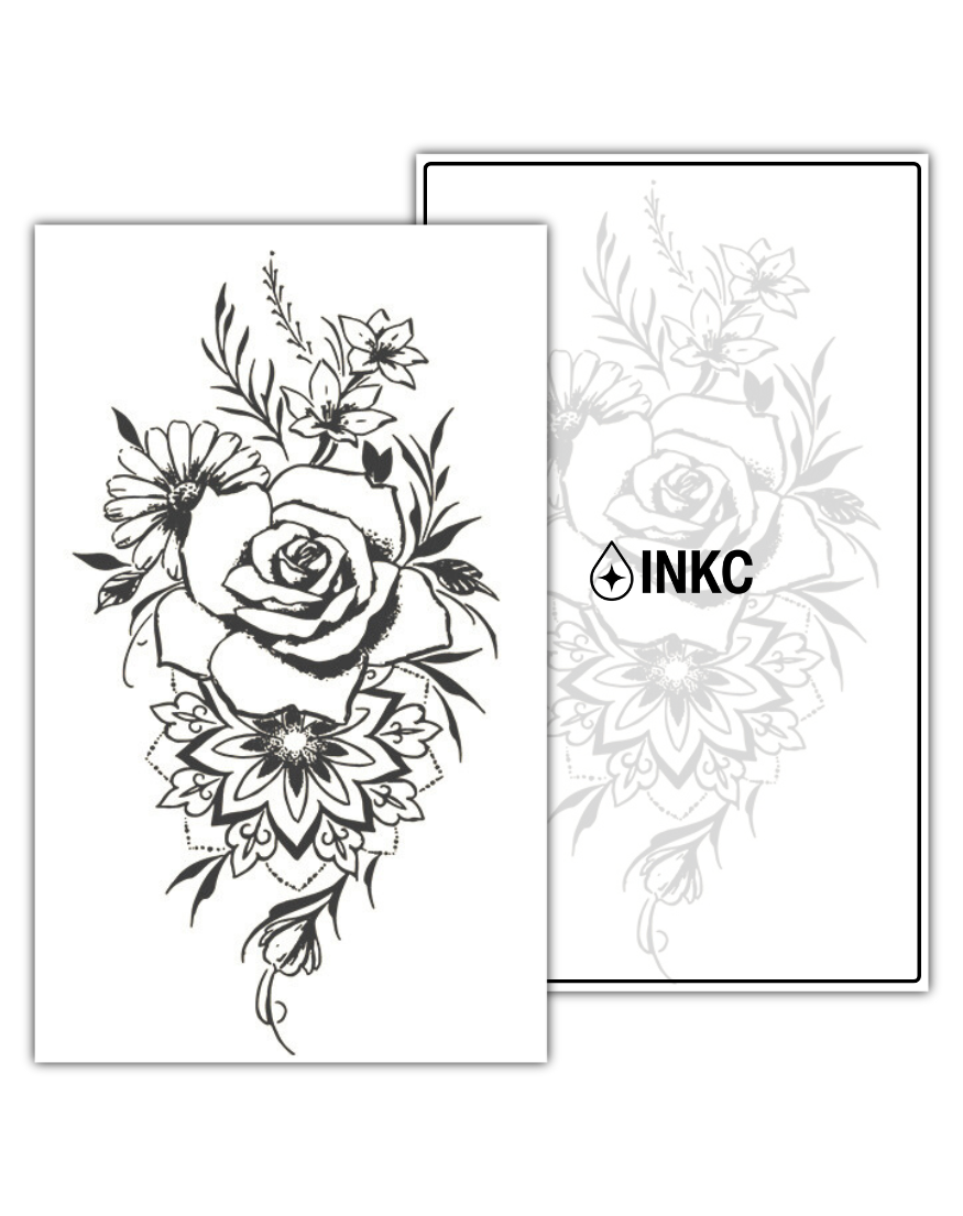 Rozenblad tijdelijke tattoo van INKC