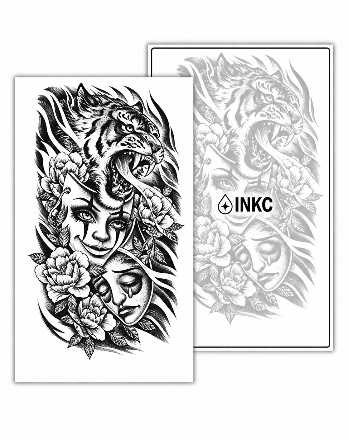 Tijger, Vrouw en Masker tijdelijke tattoo van INKC