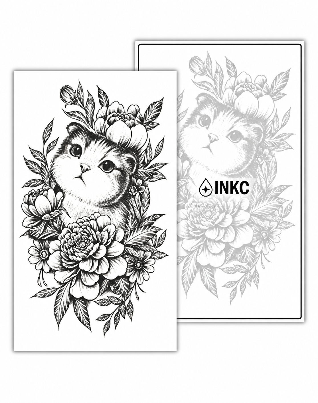 Kat met Bloemen tijdelijke tattoo van INKC