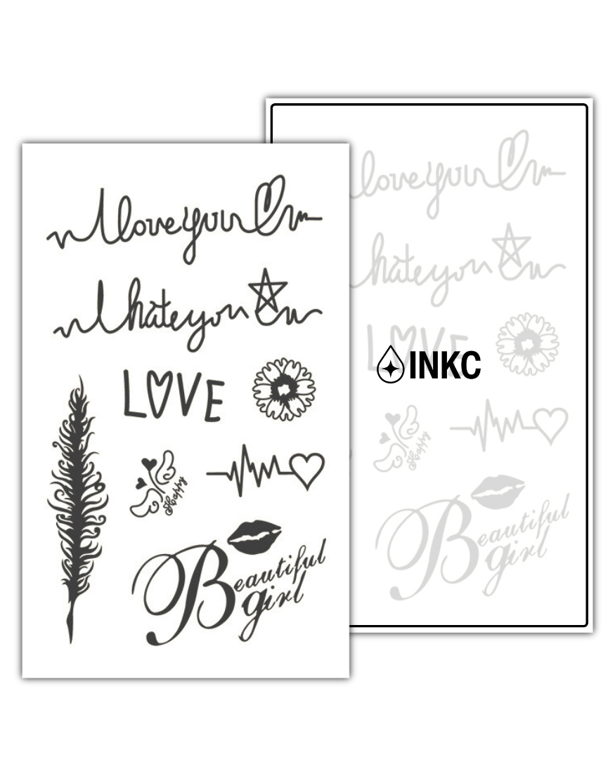 Liefestekst tijdelijke tattoo van INKC