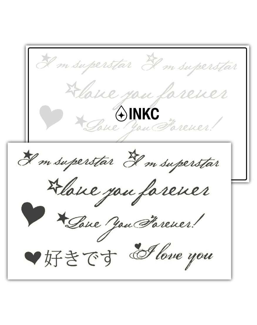 Liefde tekst tijdelijke tattoo van INKC