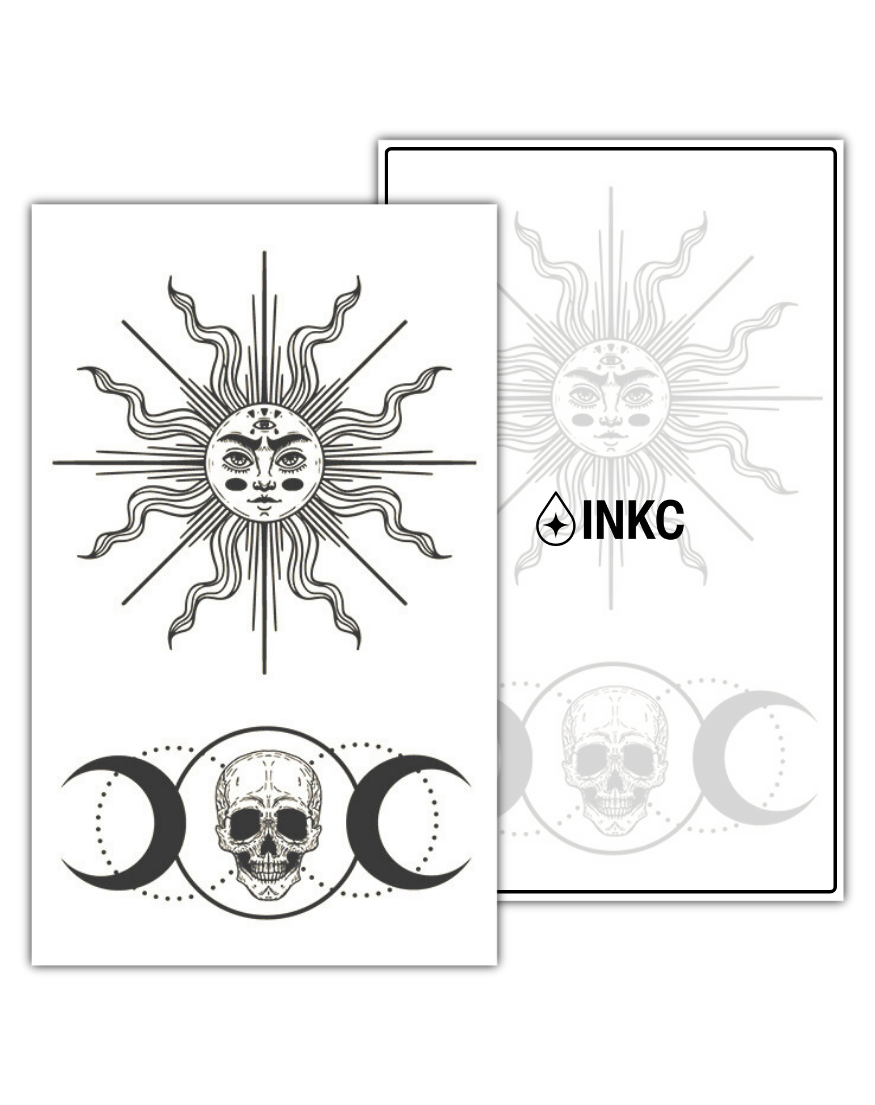Schedel Zon Maan tijdelijke tattoo van INKC