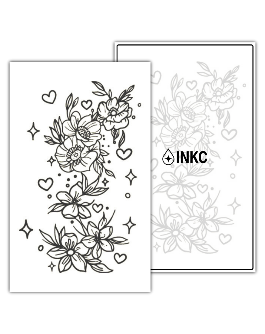 Bloemen Hartjes tijdelijke tattoo van INKC