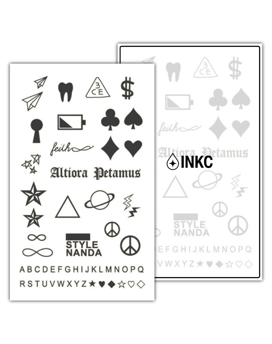 Teken en Letters Set tijdelijke tattoo van INKC
