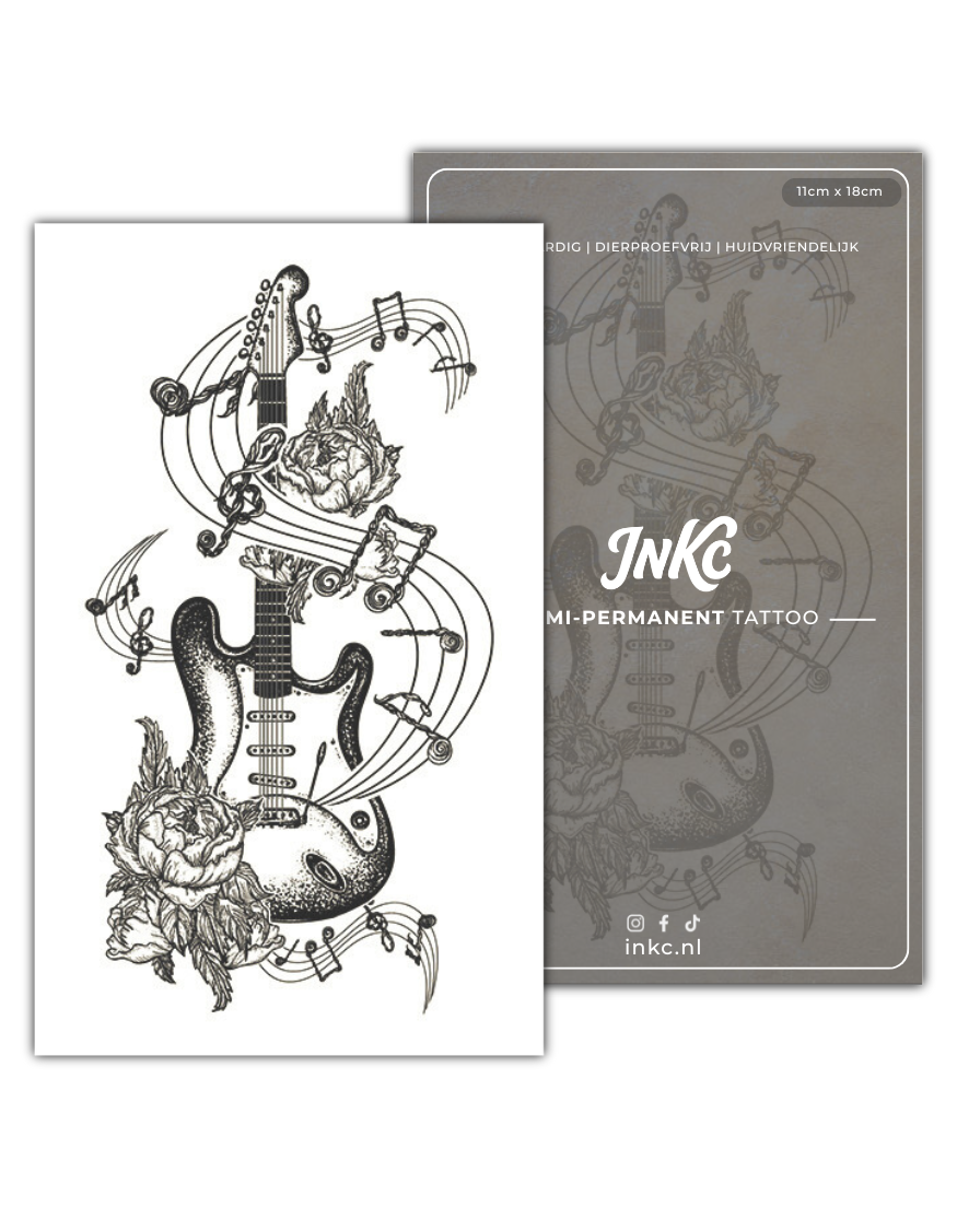 Gitaar tijdelijke tattoo van INKC