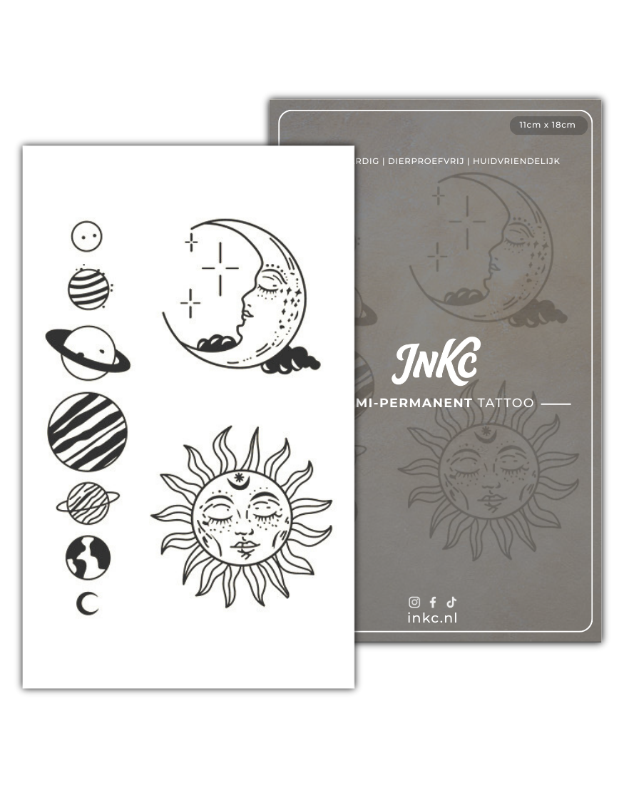 Maan Zon Planeten tijdelijke tattoo van INKC