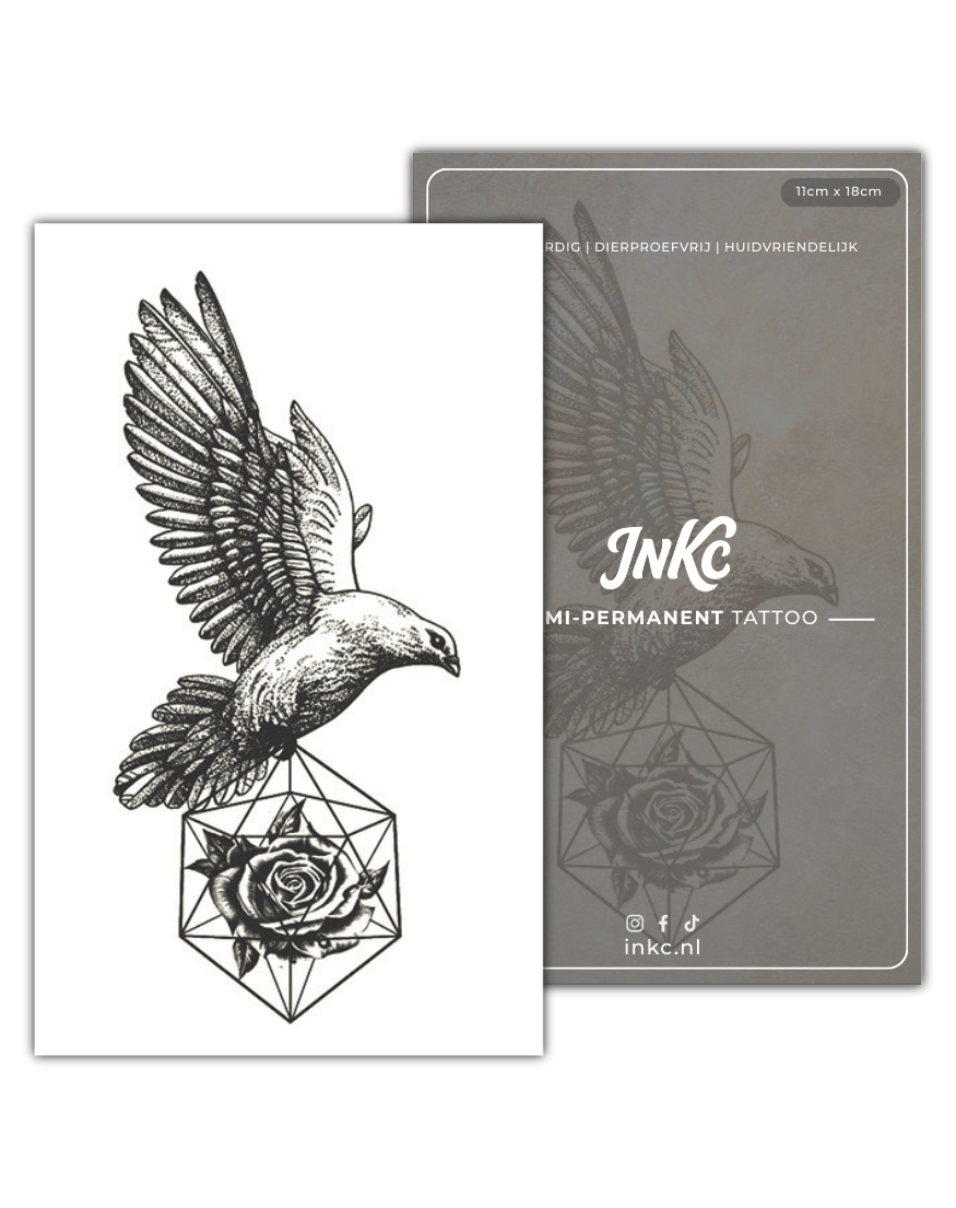 Vrijheid Duif Roos tijdelijke tattoo van INKC