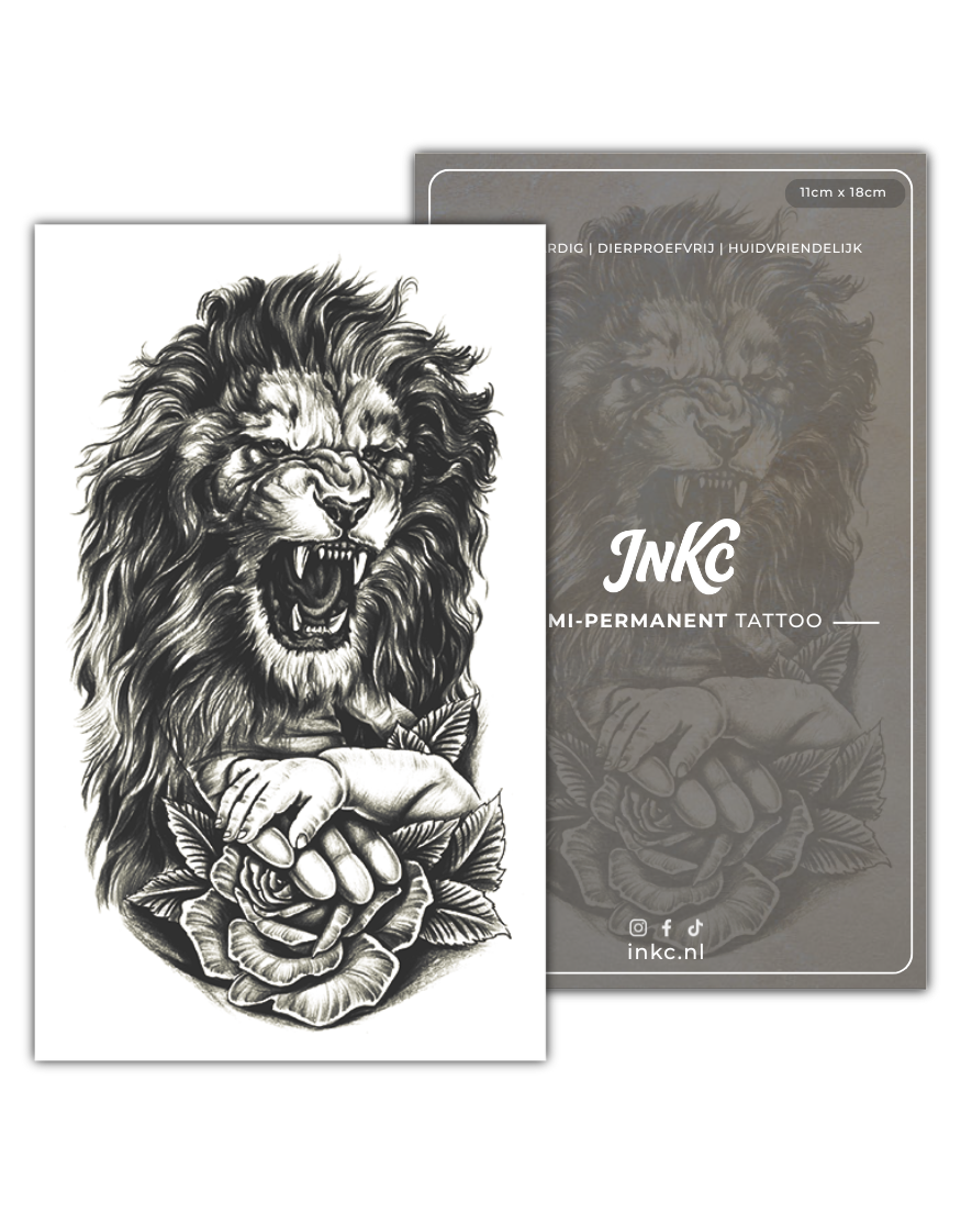 Leeuw Kracht tijdelijke tattoo van INKC