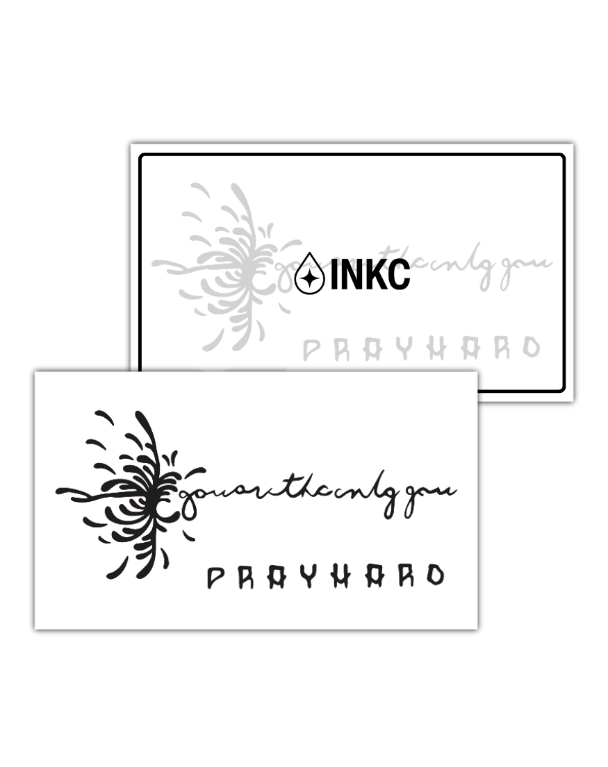 PRAY HARD tijdelijke tattoo van INKC