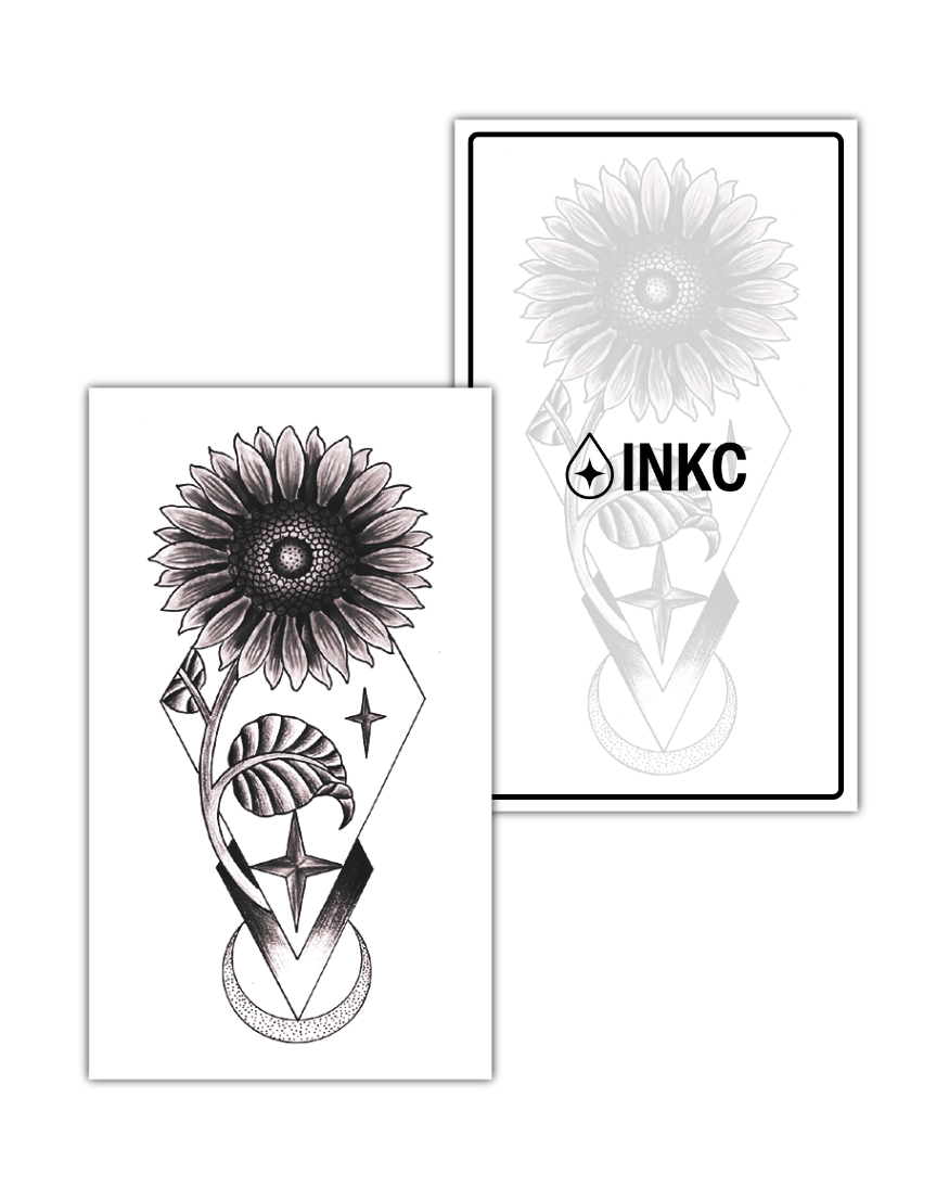 Zonnebloem tijdelijke tattoo van INKC