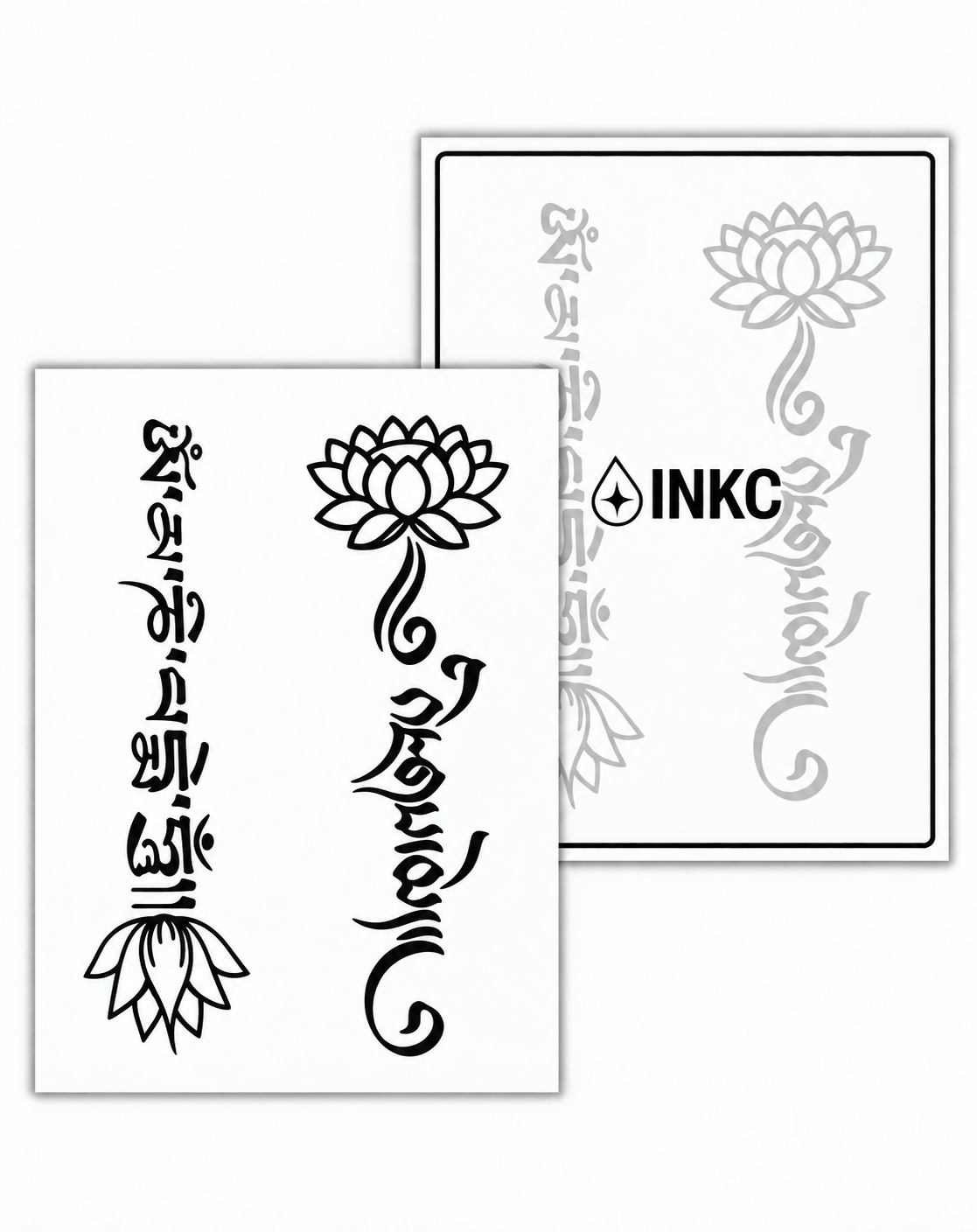 INKC GZX-005 Lotus & Symbolen Set tijdelijke tattoo, 8 x 11 cm