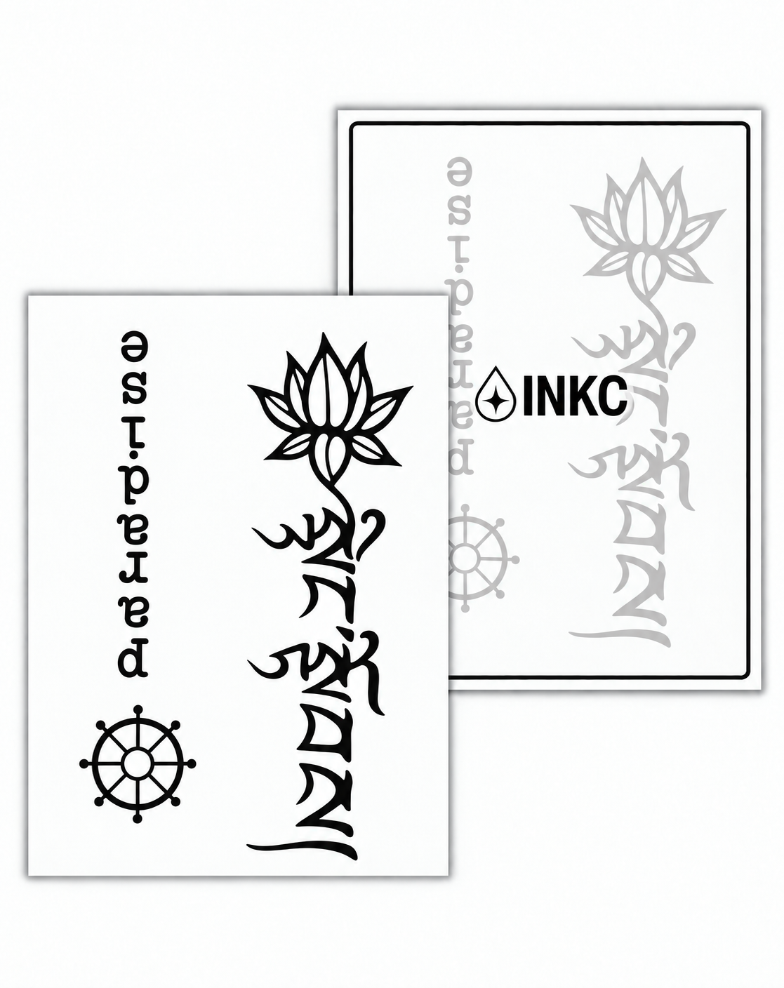 INKC GZX-006 Lotus & Paradise Set tijdelijke tattoo, 8 x 11 cm