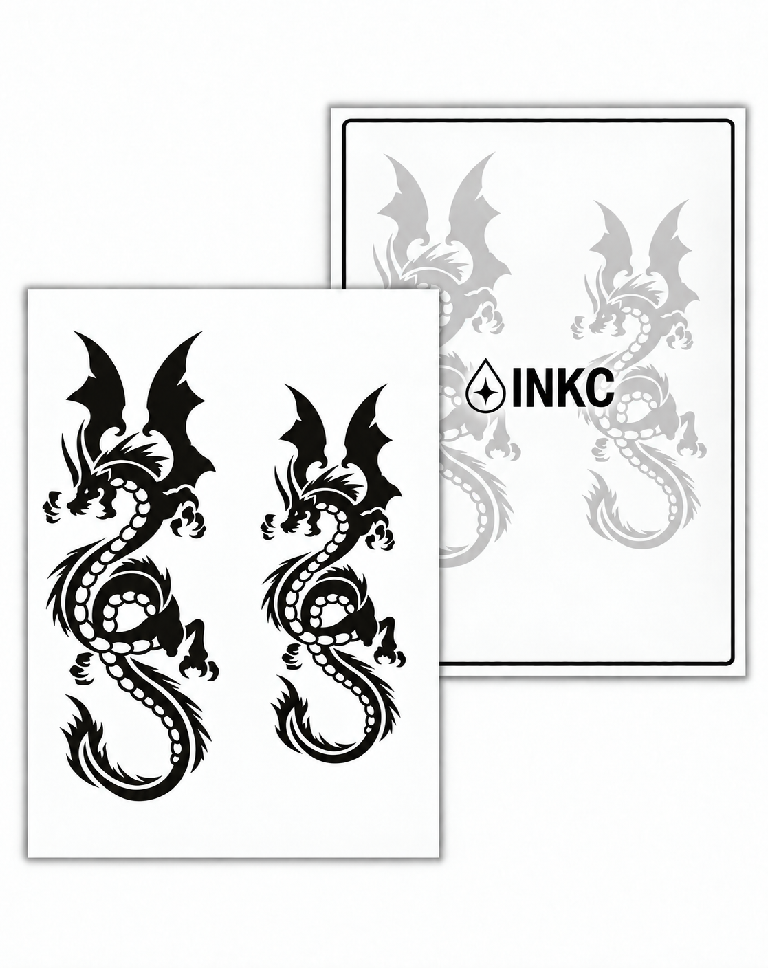 INKC GZX-009 Draken Duo Set tijdelijke tattoo, 8 x 11 cm
