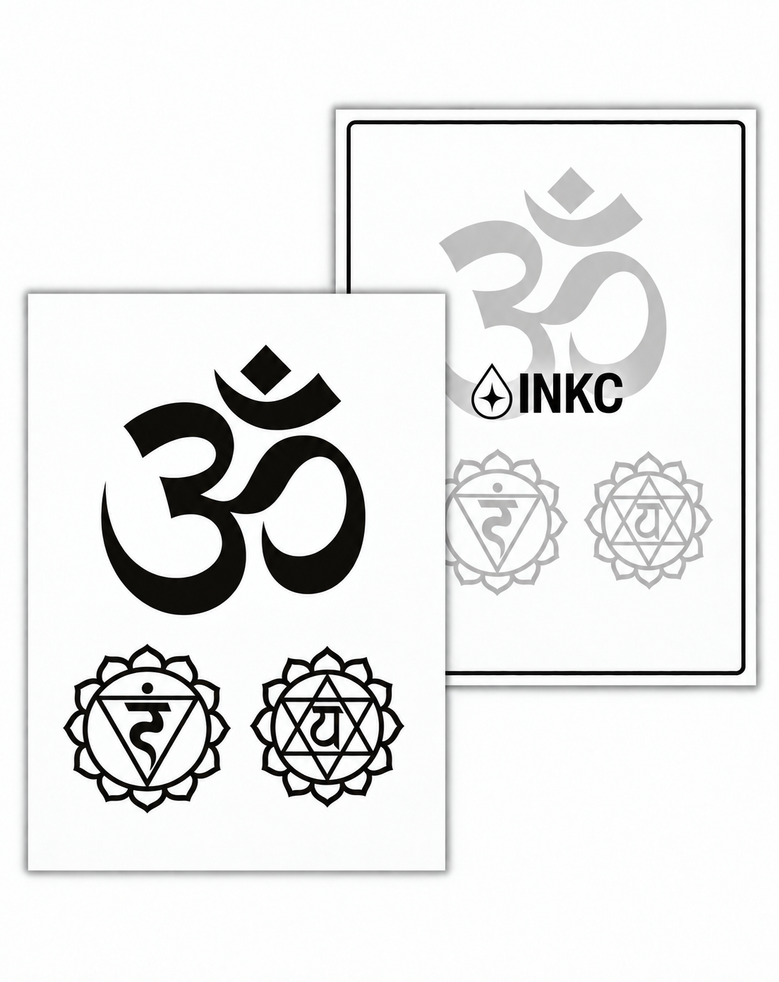 INKC GZX-058 Om & Chakra Set tijdelijke tattoo, 8 x 11 cm