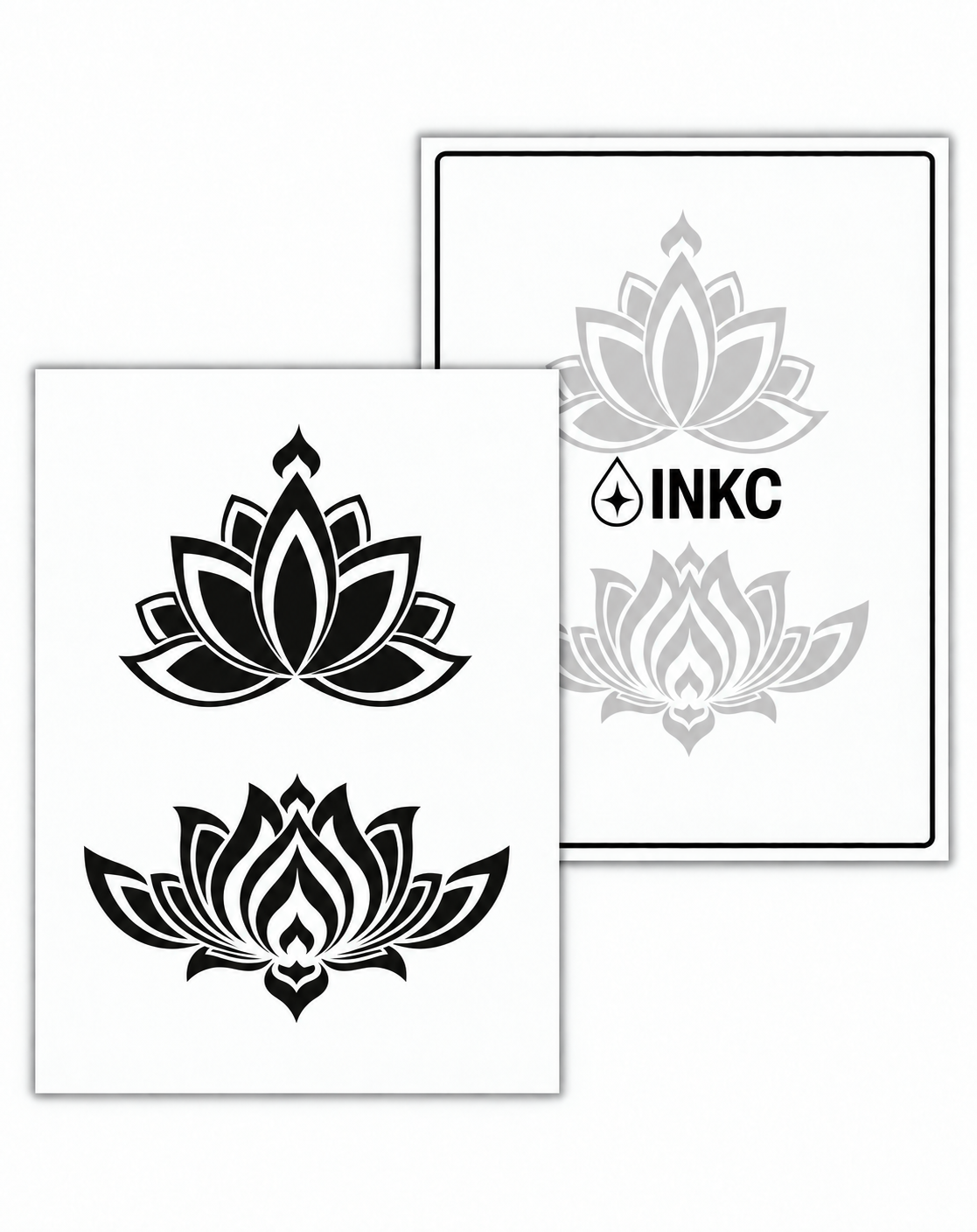INKC GZX-059 Lotusbloemen Duo tijdelijke tattoo, 8 x 11 cm
