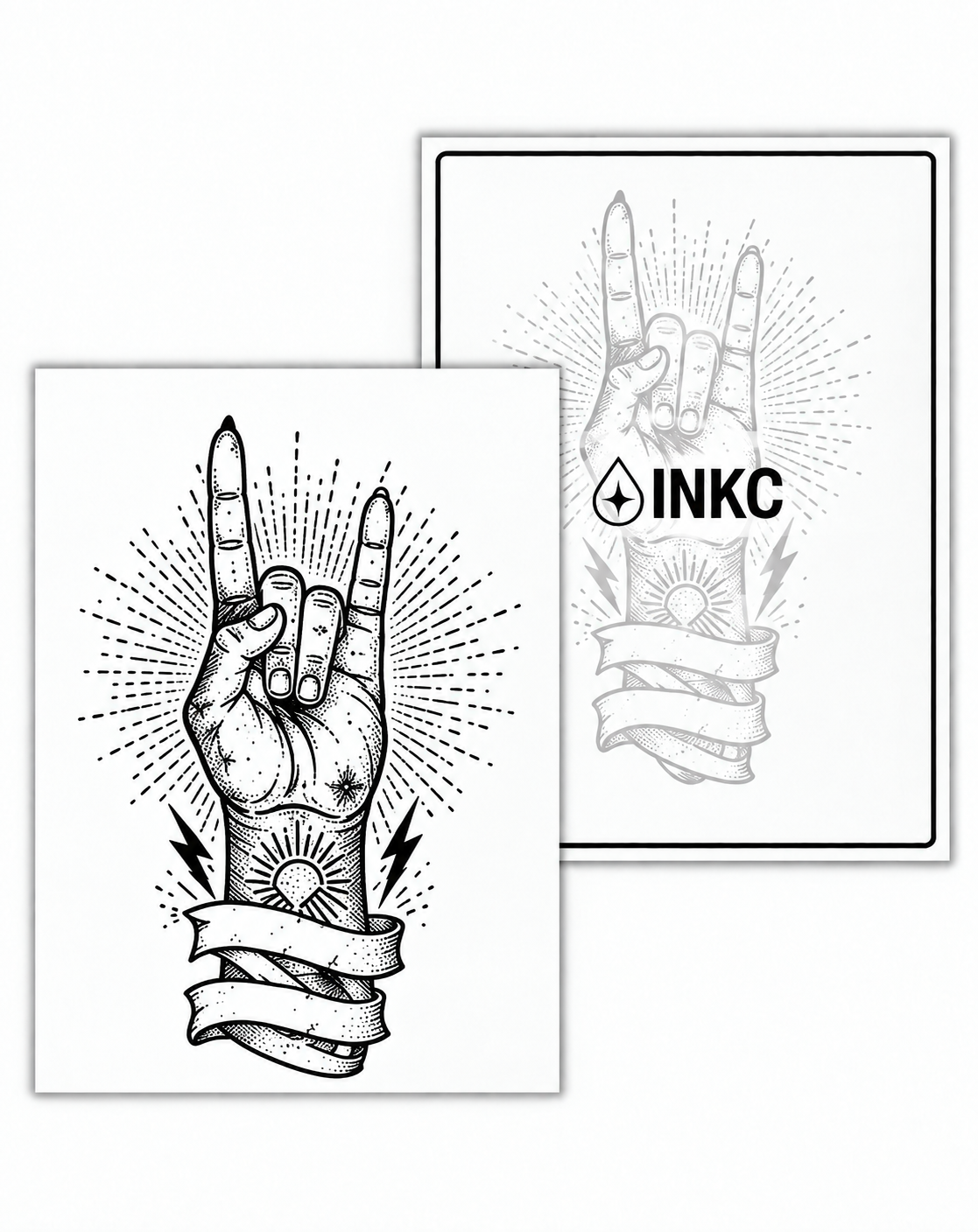 INKC GZX-069 Rock Handgebaar tijdelijke tattoo, 8 x 11 cm