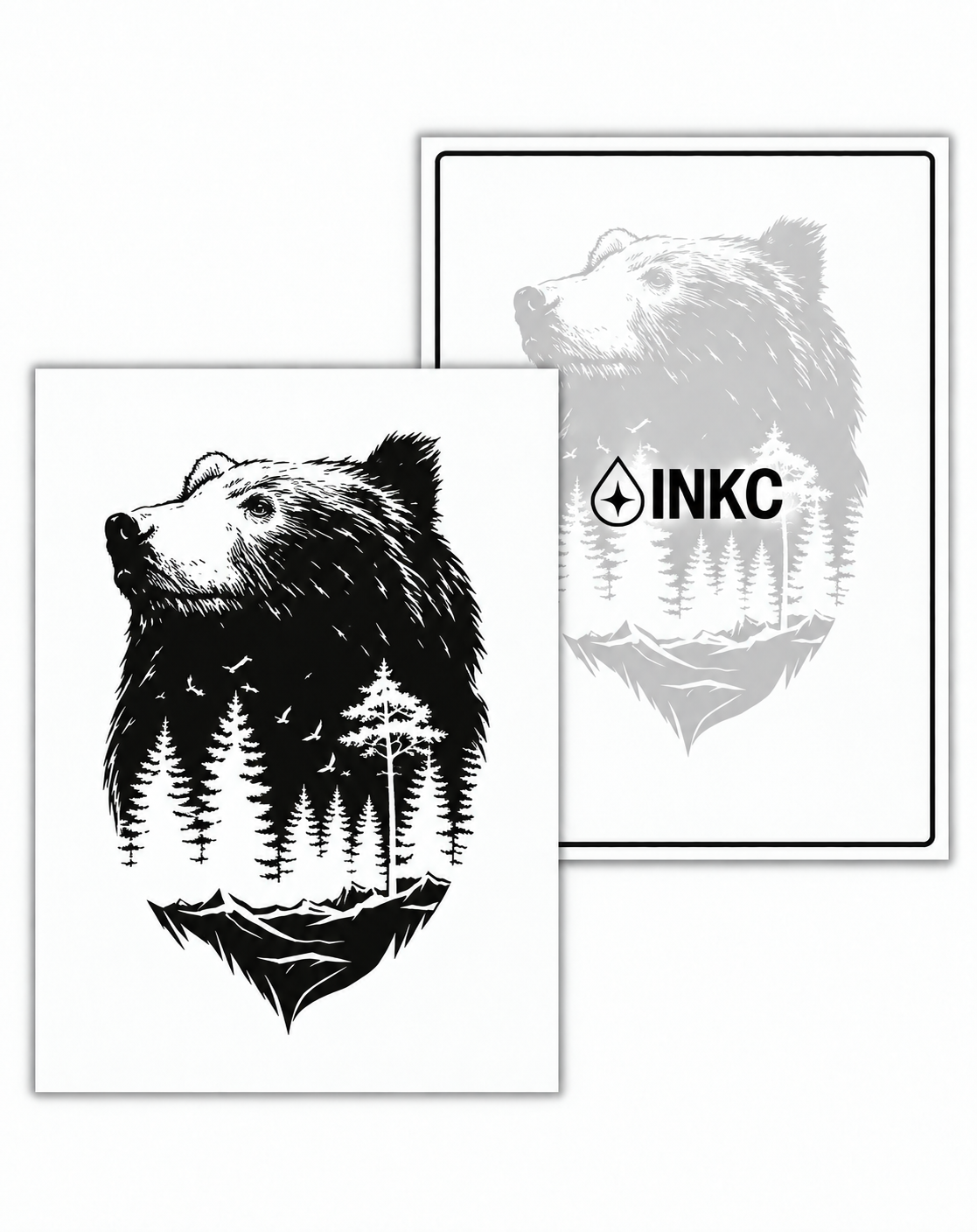 INKC GZX-071 Beer & Bos tijdelijke tattoo, 8 x 11 cm
