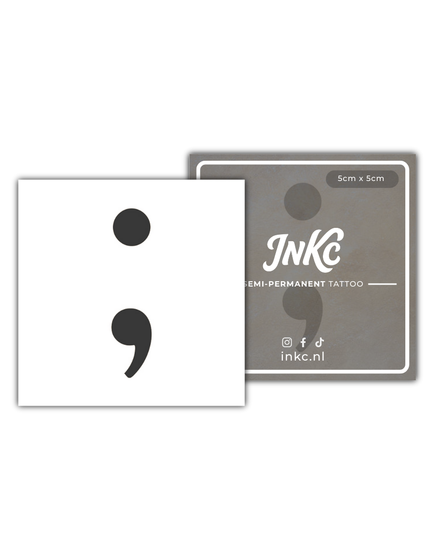 Puntkomma tijdelijke tattoo van INKC