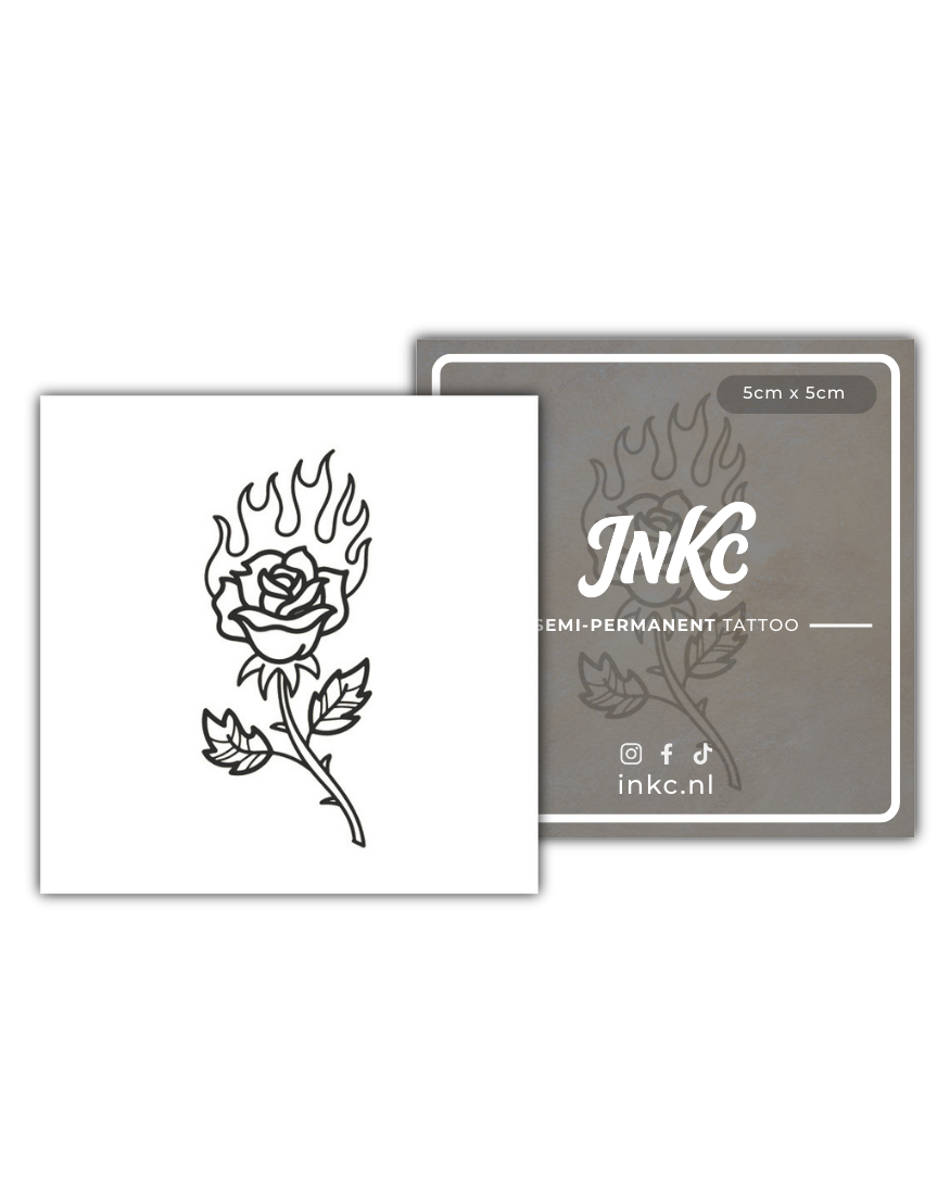 Brandende Roos tijdelijke tattoo van INKC