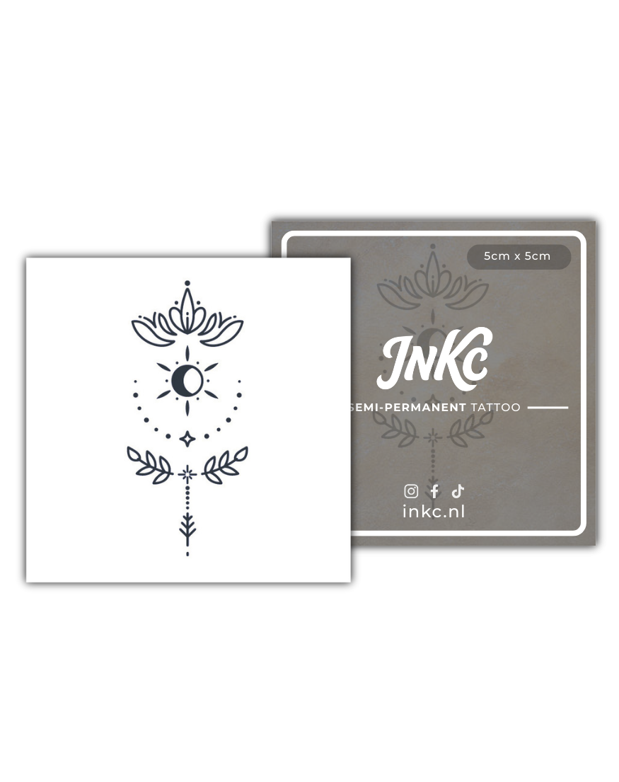 Maan en Lotus tijdelijke tattoo van INKC