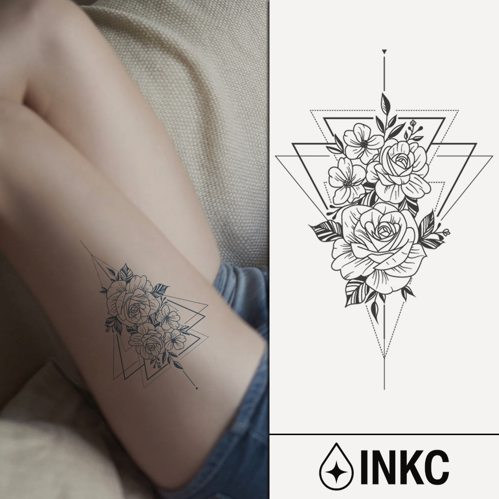 Bloemen Driehoek tijdelijke tattoo van INKC