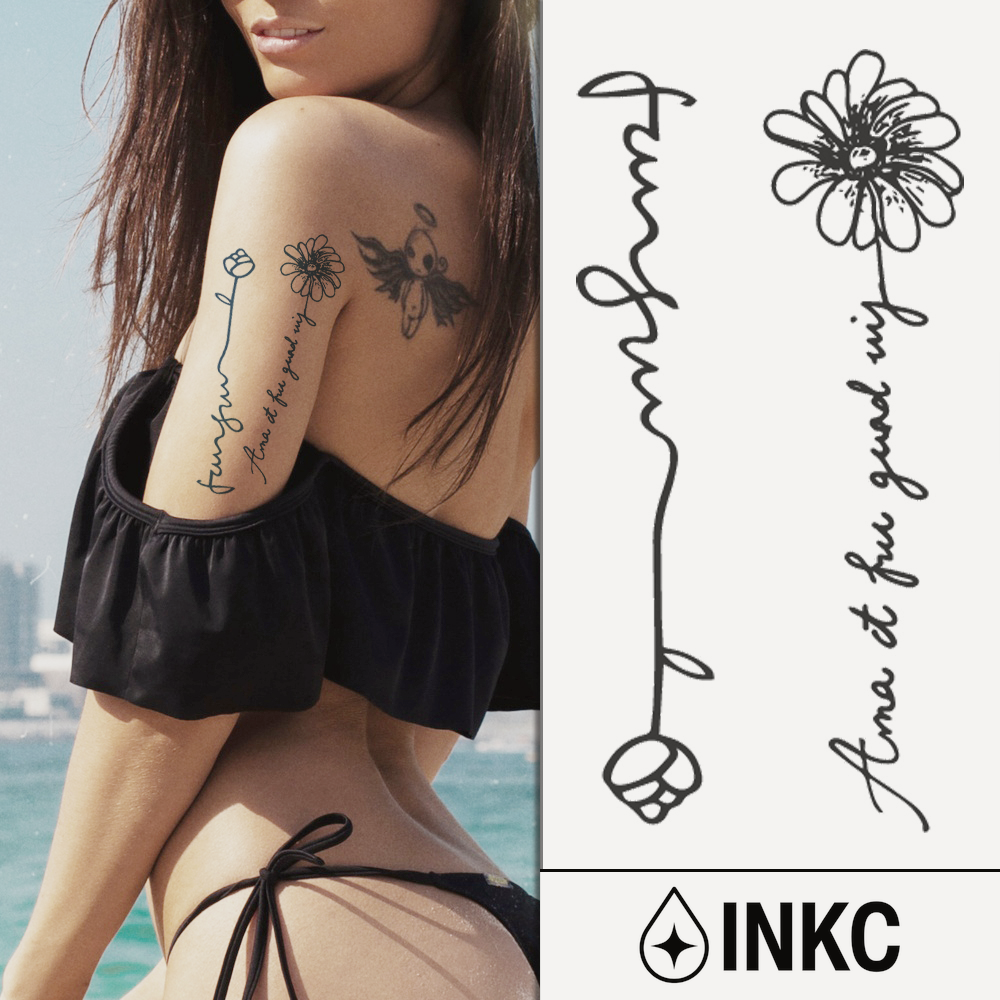 Bloem Quote tijdelijke tattoo van INKC