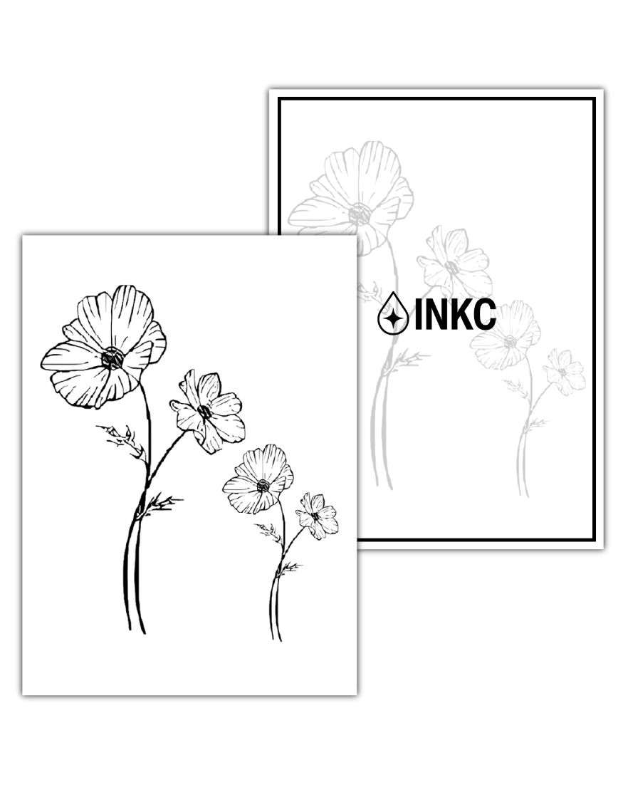 Geboortebloem oktober Cosmea tijdelijke tattoo van INKC