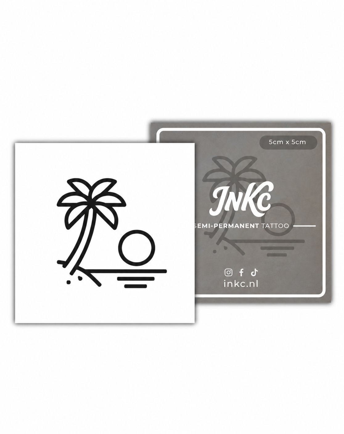 Palmboom met Zon tijdelijke tattoo van INKC