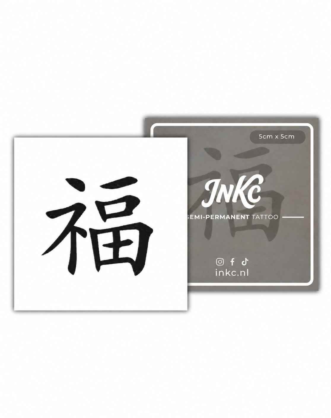 Geluk & Voorspoed tijdelijke tattoo van INKC