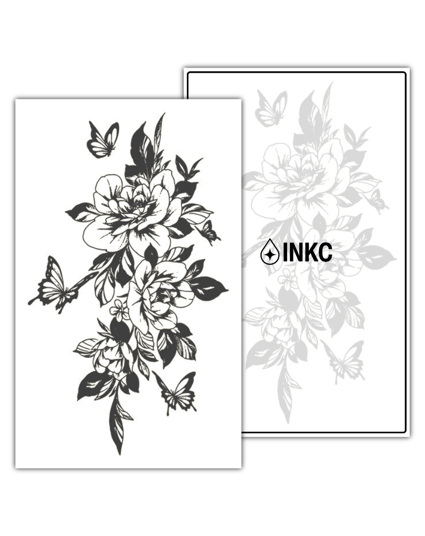 Bloemen Vlinder tijdelijke tattoo van INKC
