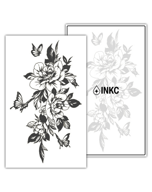 Bloemen Vlinder tijdelijke tattoo van INKC