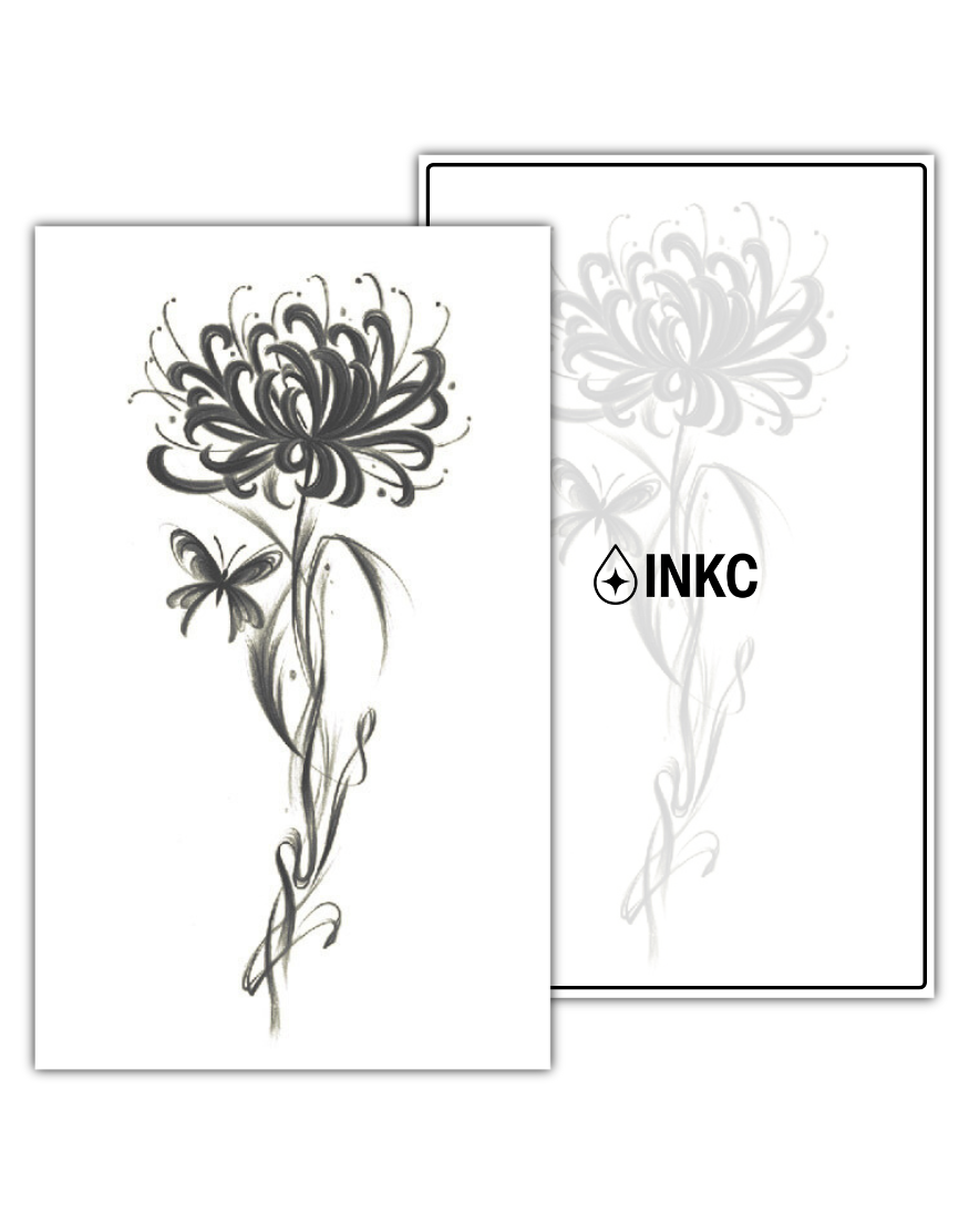 Vluchtige Bloem tijdelijke tattoo van INKC