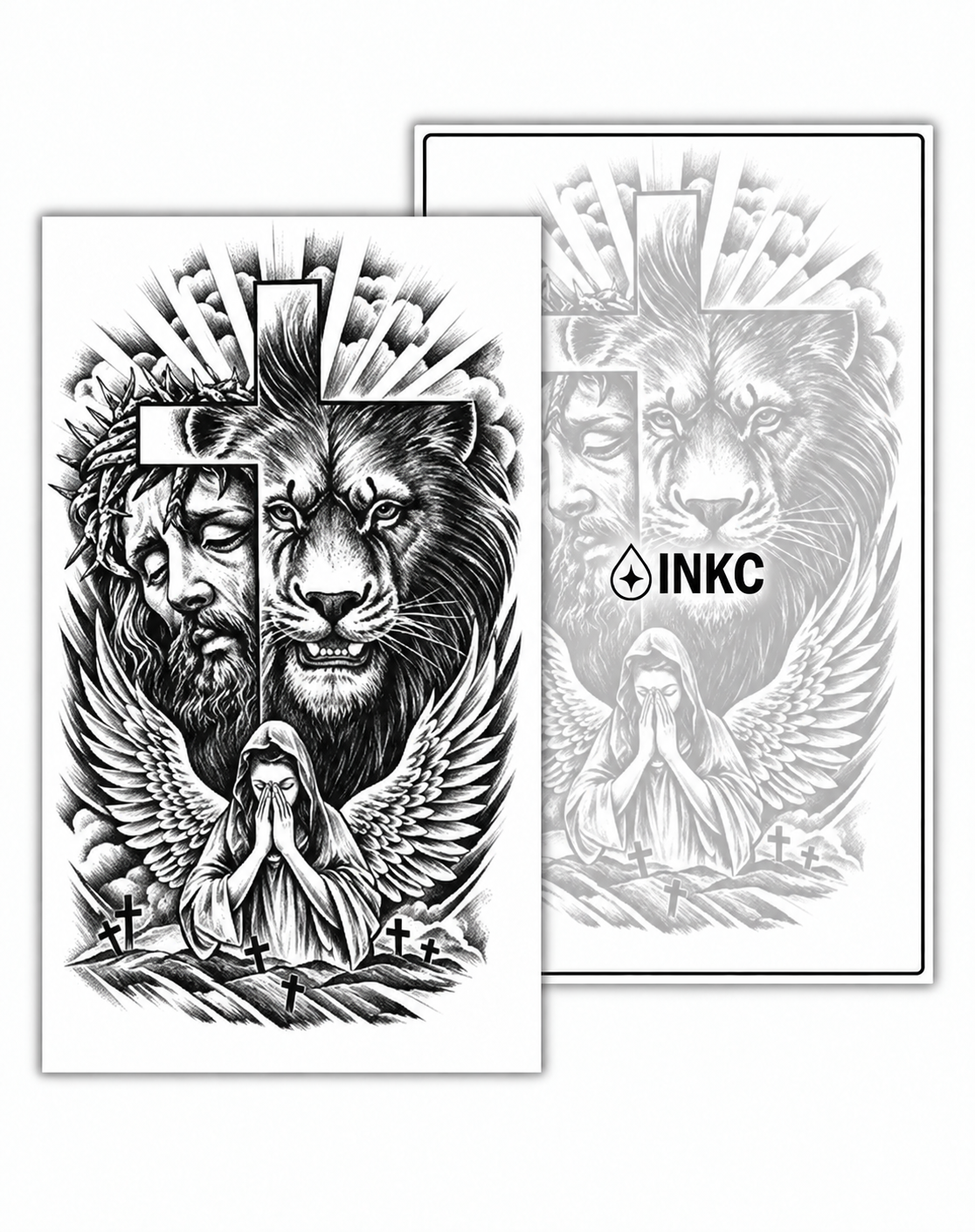 Jezus en Leeuw tijdelijke tattoo van INKC