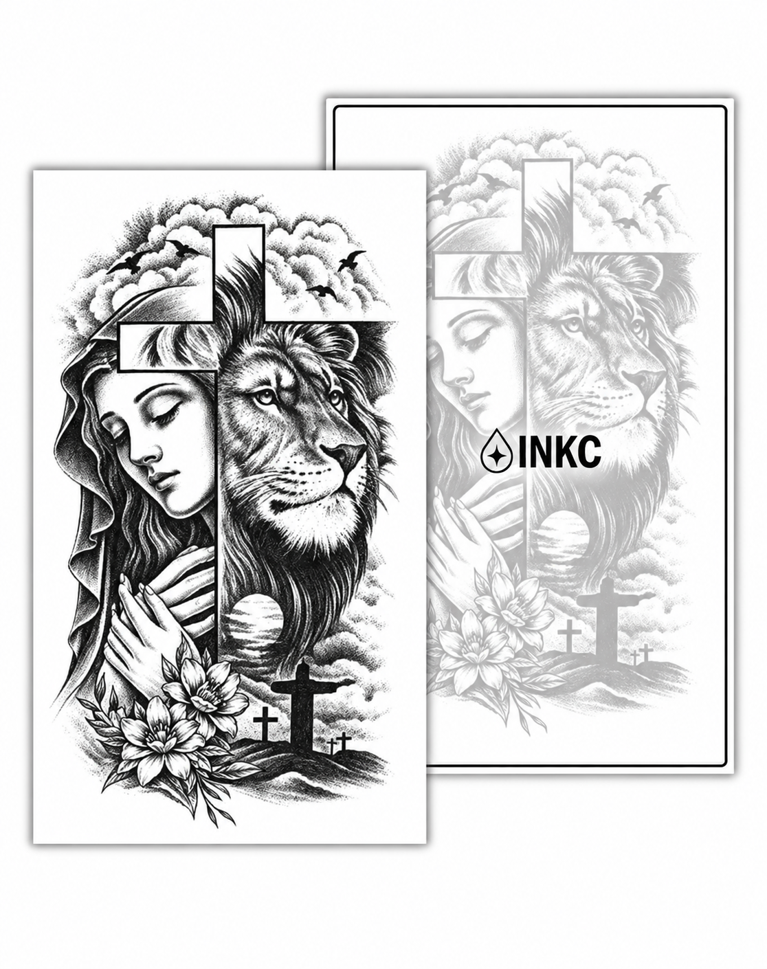 Maria en Leeuw tijdelijke tattoo van INKC