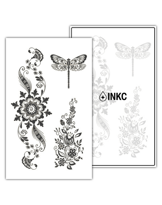 Libelle Bloemen tijdelijke tattoo van INKC