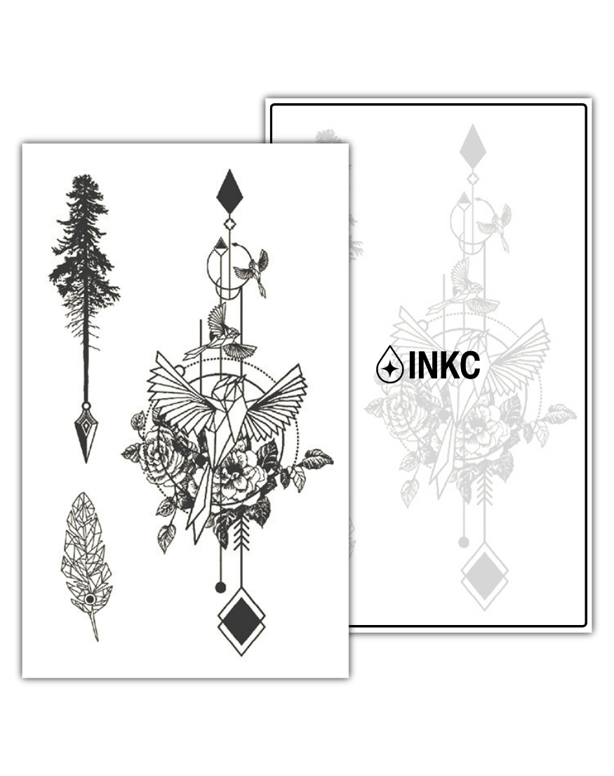 Vogelspeer tijdelijke tattoo van INKC