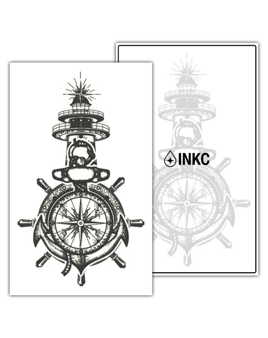 Vuurtoren Kompas tijdelijke tattoo van INKC