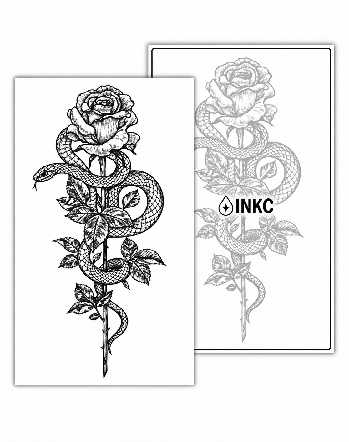 Slang rond Roos tijdelijke tattoo van INKC