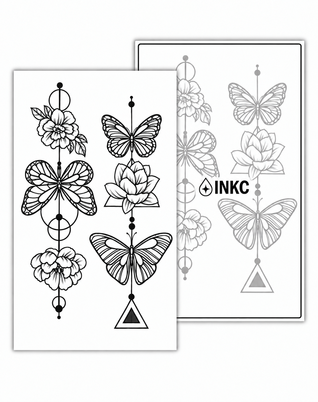 Vlinders en Bloemen Set tijdelijke tattoo van INKC