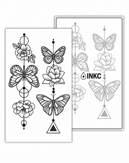Vlinders en Bloemen Set tijdelijke tattoo van INKC