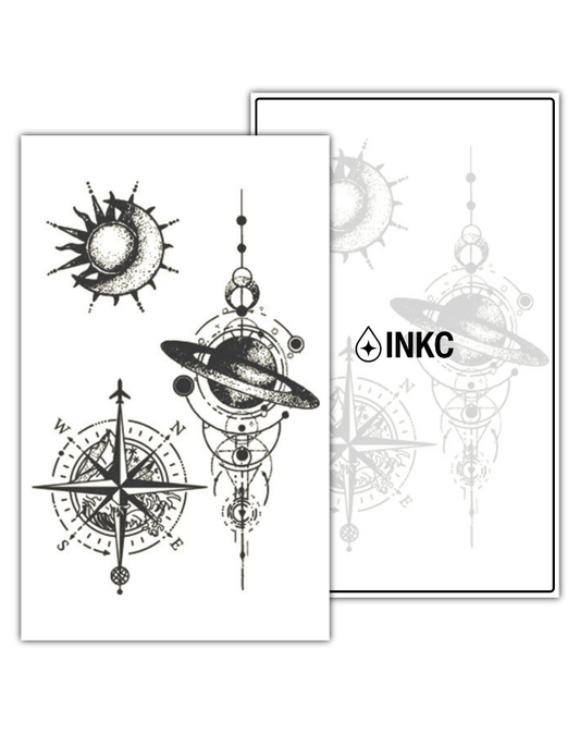 Kompas Zon Maan Planeten tijdelijke tattoo van INKC