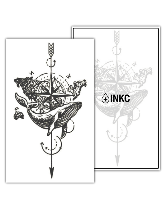 Walvis Kompas tijdelijke tattoo van INKC