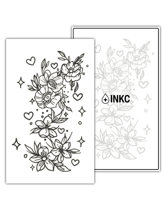 Bloemen Hartjes tijdelijke tattoo van INKC