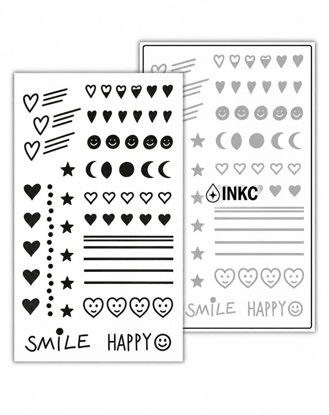 Hartjes en Smileys Set tijdelijke tattoo van INKC