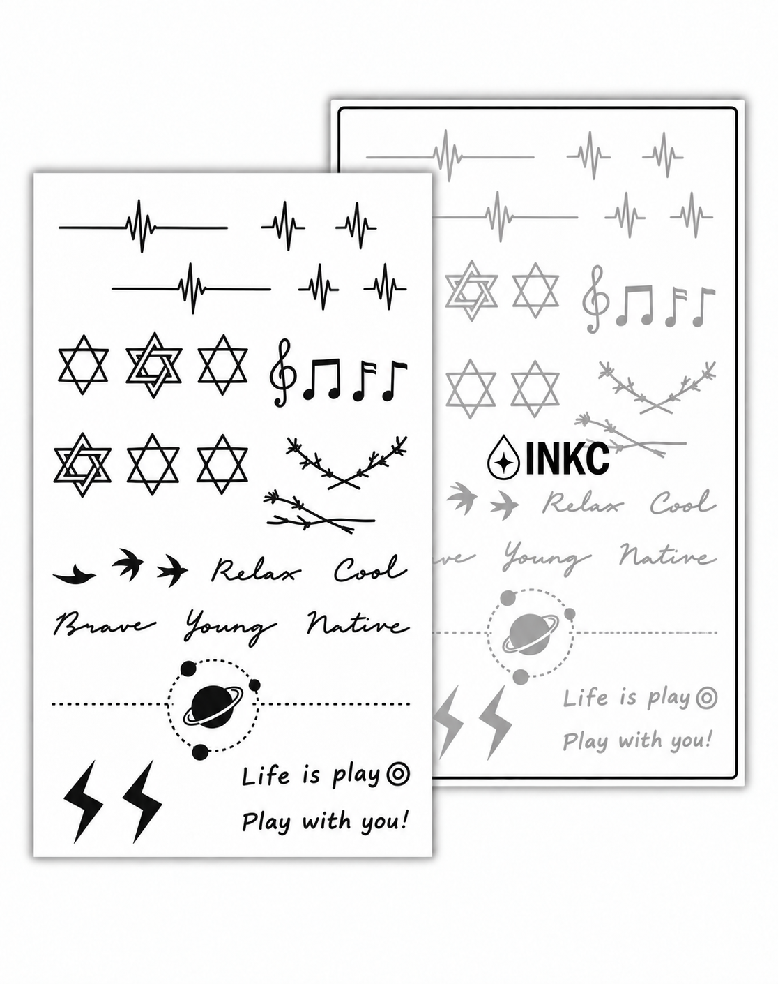 Mini Muziek en Symbolen Set tijdelijke tattoo van INKC