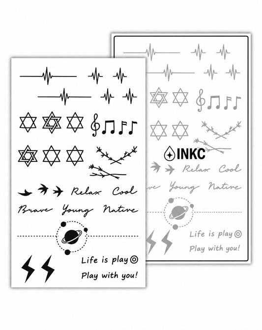 Mini Muziek en Symbolen Set tijdelijke tattoo van INKC