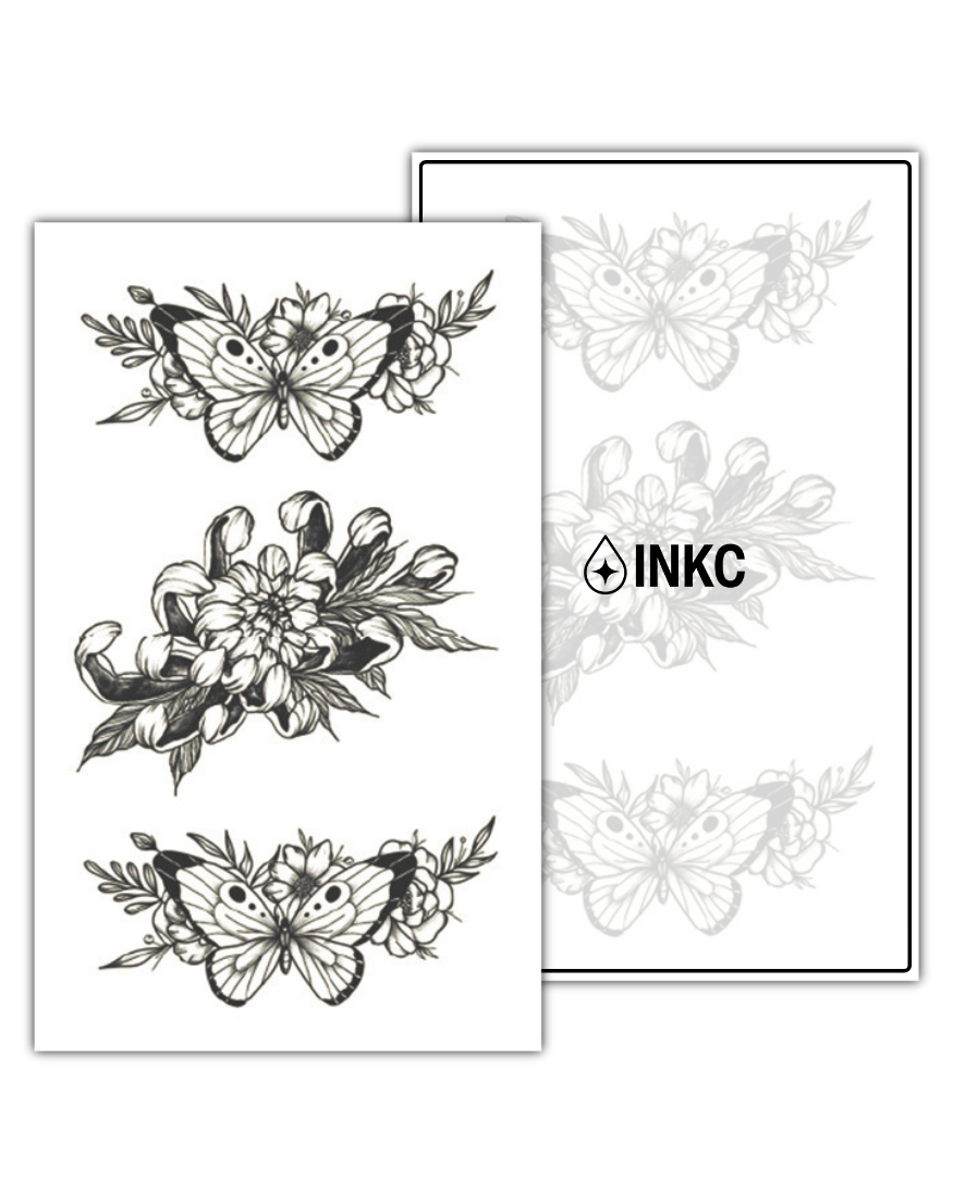 Vlinder Bloemen tijdelijke tattoo van INKC