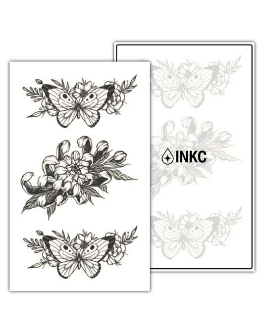 Vlinder Bloemen tijdelijke tattoo van INKC