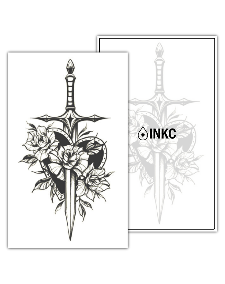 Zwaard Roos tijdelijke tattoo van INKC